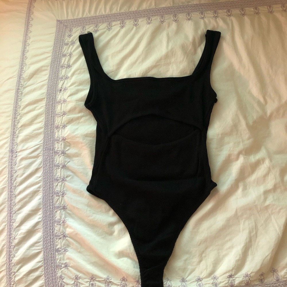 Black Ribbed Nasty Gal Cutout Bodysuit